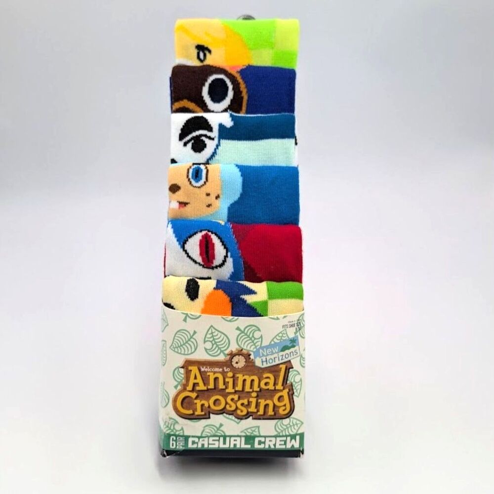 Nintendo Animal Crossing 6 Pair Casual Crew Socks Size 8-12 Bioworld